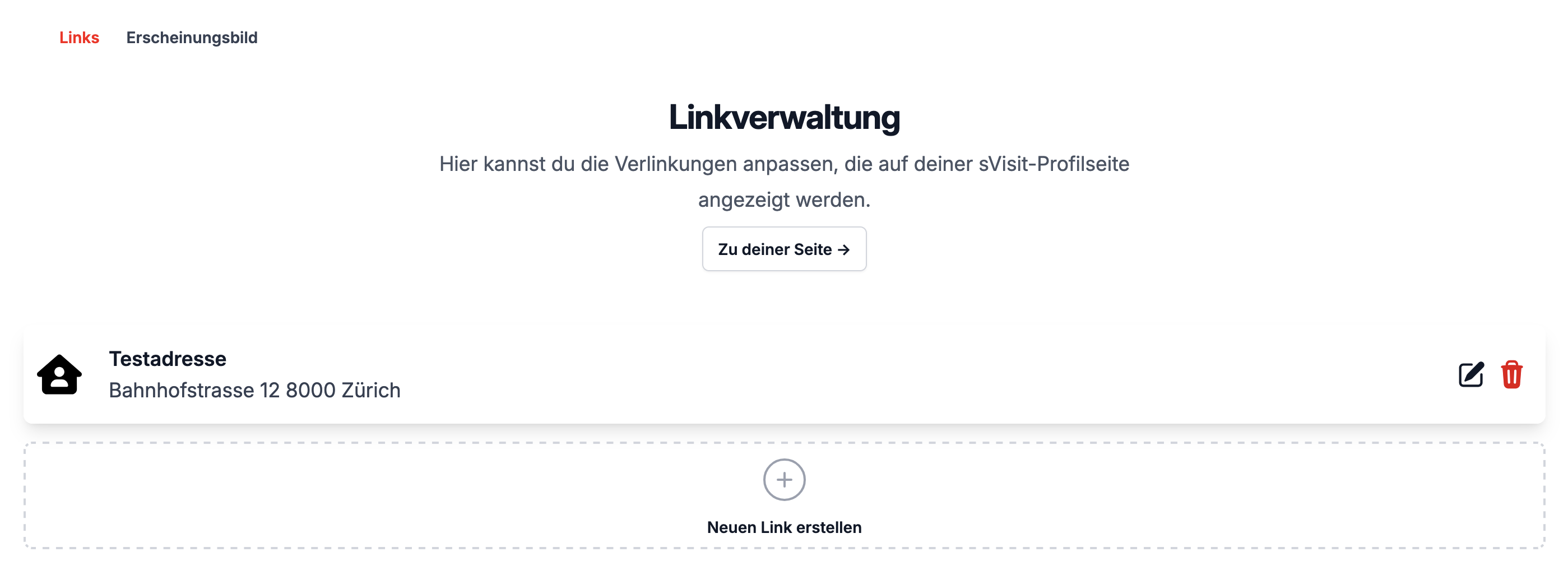 Links zum digitalen Profil hinzufügen